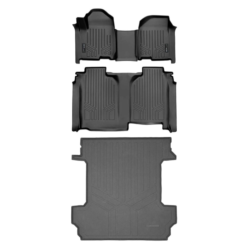 Load image into Gallery viewer, SmartCoverage™ Custom Fit Floor Liners For 2019-2024 Chevrolet Silverado 1500 Crew Cab With 1st Row Bench Seat (with OTH Coverage) and Vinyl Flooring without the 2nd Row Underseat Storage
