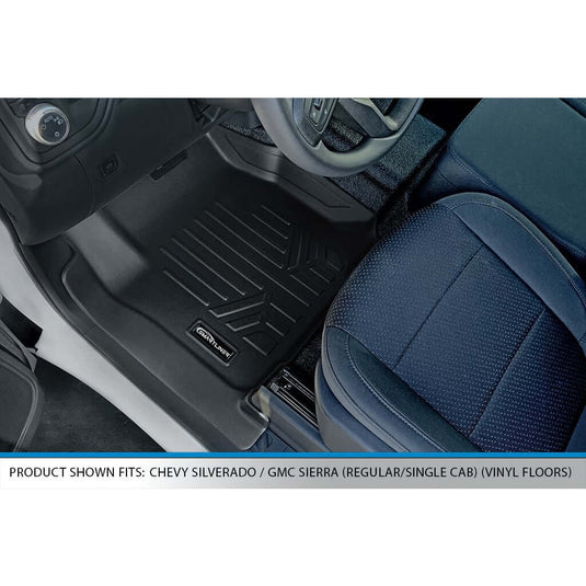 SMARTLINER Custom Fit Floor Liners For 2020-2025 Chevrolet Silverado 2500 HD | 3500 HD /  GMC Sierra 1500 (Regular Cab With Vinyl Flooring And Without OTH Coverage)