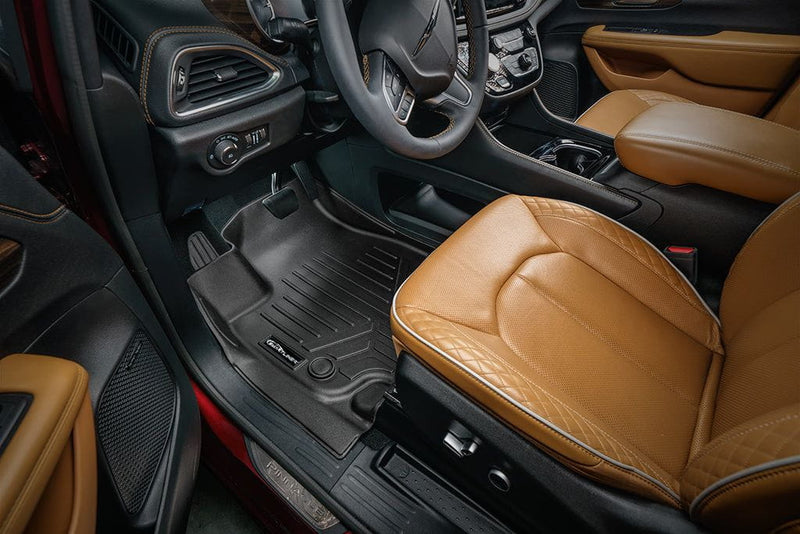 Load image into Gallery viewer, SMARTLINER Custom Fit Black 3 Row Liner Set &amp; Cargo Liner Behind 3rd Row Compatible With 2021-2025 Chrysler Pacifica  (Fits Limited)
