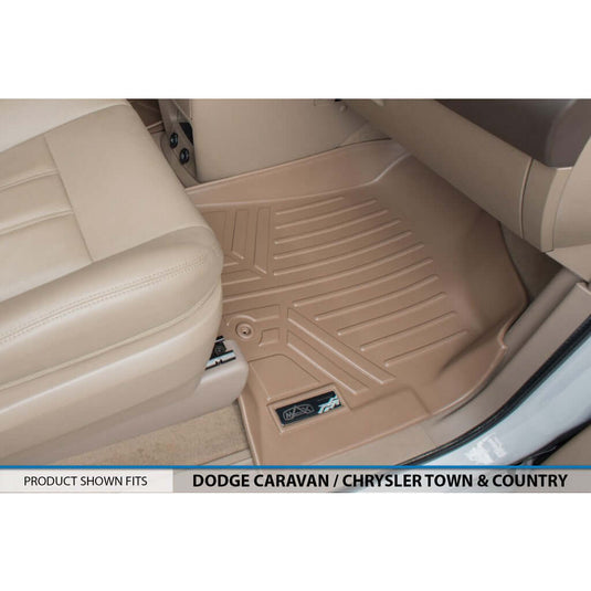 Smart Trim™ Custom Fit Floor Liners For 2013-2020 Dodge Grand Caravan with 2nd Row Bucket Seats and 1st Row Super Console