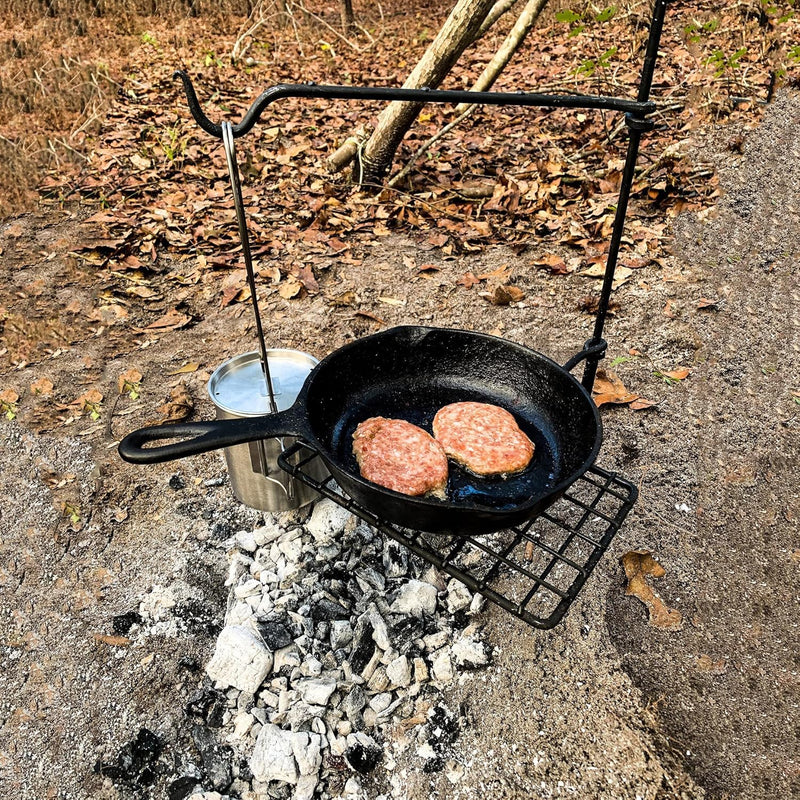 Load image into Gallery viewer, BattlBox Bushcraft Swivel Grill Set w/ Waxed Canvas Carrying Case
