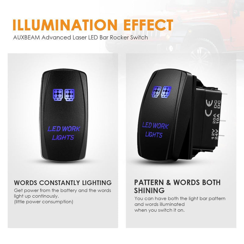 Load image into Gallery viewer, 5 Pin Laser On/Off switches 20A/12V 10A/24V Switch with Jumper Wires Set for Cars,Trucks,RVs
