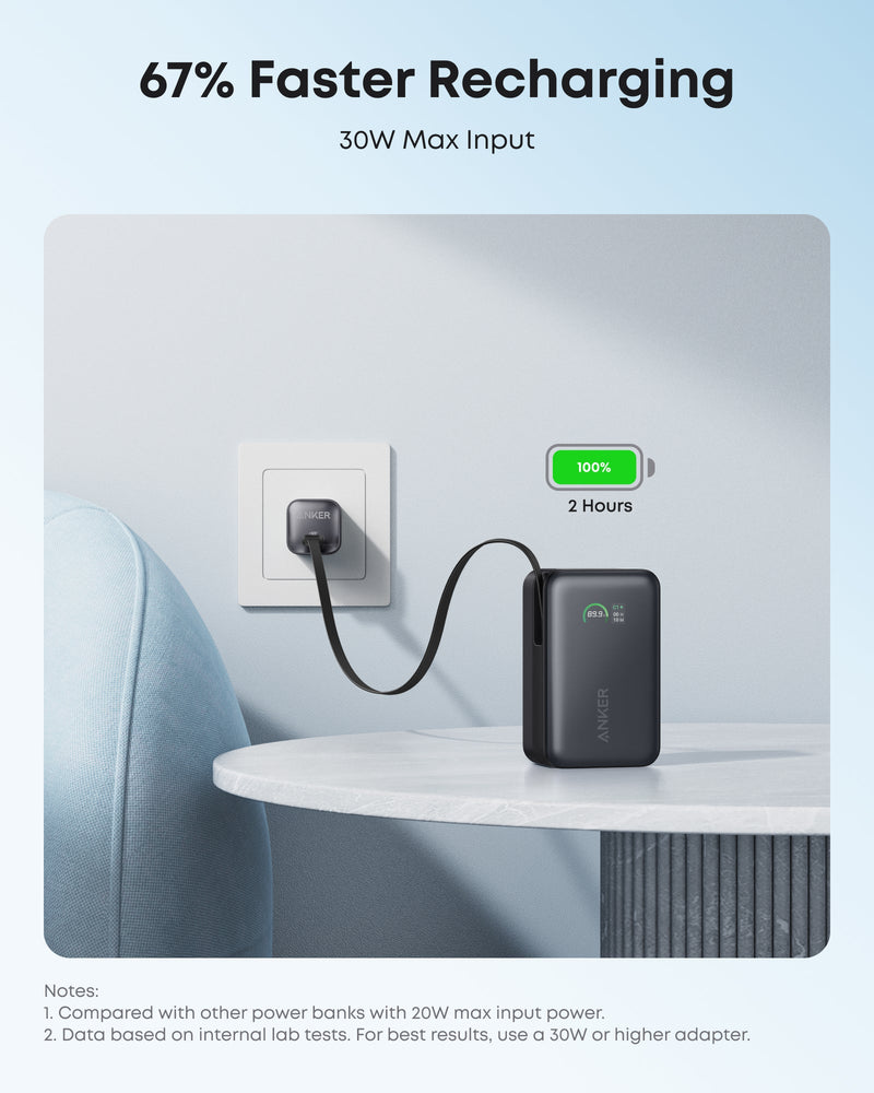 Load image into Gallery viewer, Anker Nano Power Bank (10K, 45W, Built-In Retractable USB-C Cable)
