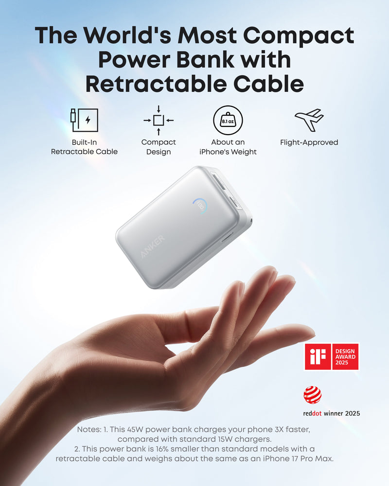 Load image into Gallery viewer, Anker Nano Power Bank (10K, 45W, Built-In Retractable USB-C Cable)
