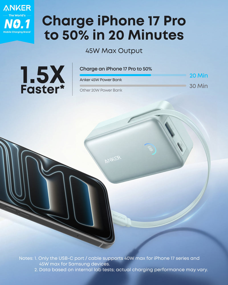 Load image into Gallery viewer, Anker Nano Power Bank (10K, 45W, Built-In Retractable USB-C Cable)

