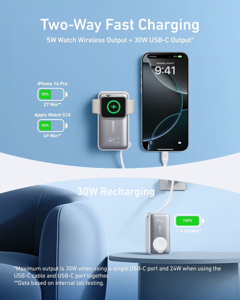 Load image into Gallery viewer, Anker MagGo Power Bank (10K, 35W, For Apple Watch)

