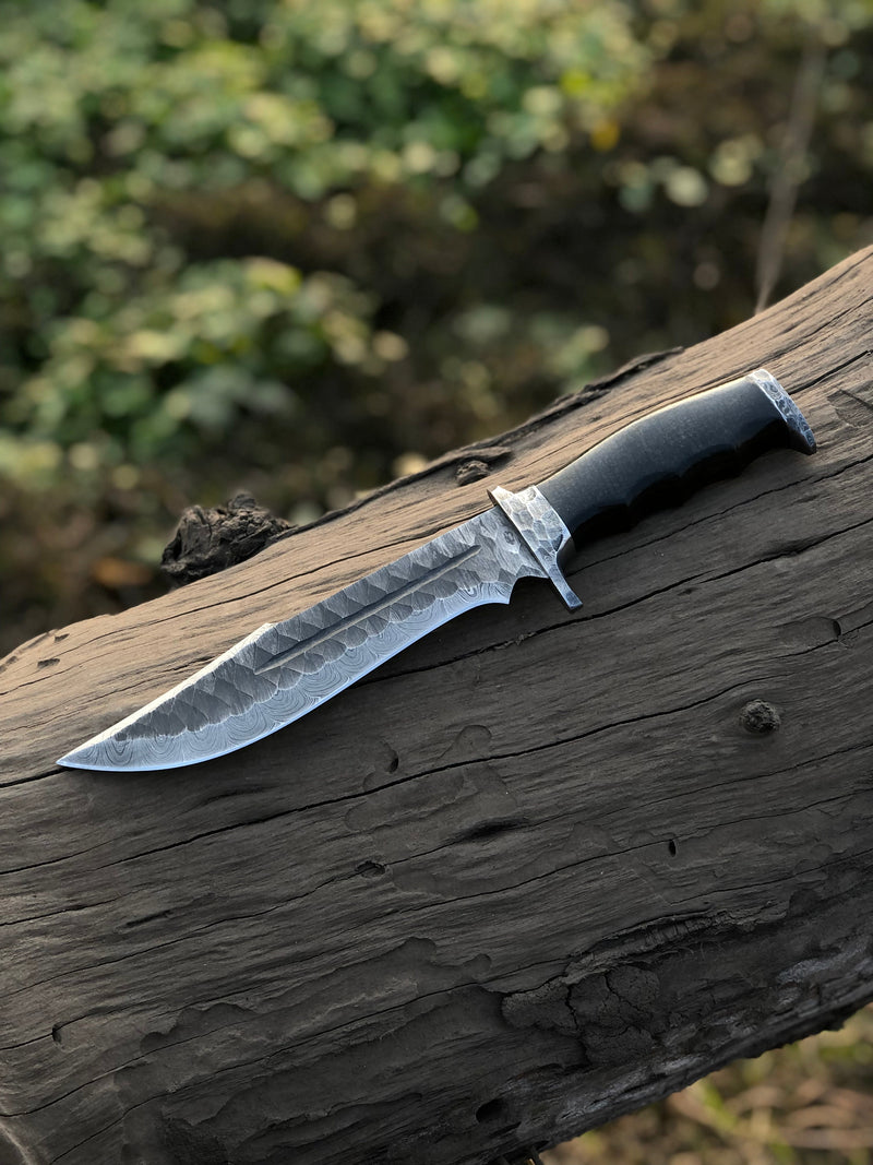 Load image into Gallery viewer, Best Bowie Knife – 13" Handmade Damascus Steel Blade with Resin Horn Handle &amp; Leather Sheath
