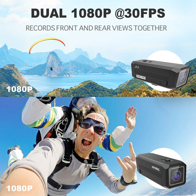 Load image into Gallery viewer, Rexing A1 Two Way Action Camera Front &amp; Back 1080p@30fps with Wi-Fi Connect
