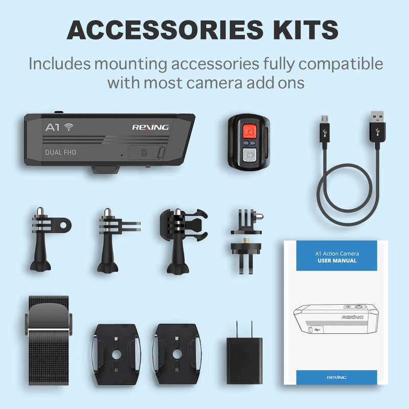 Load image into Gallery viewer, Rexing A1 Two Way Action Camera Front &amp; Back 1080p@30fps with Wi-Fi Connect

