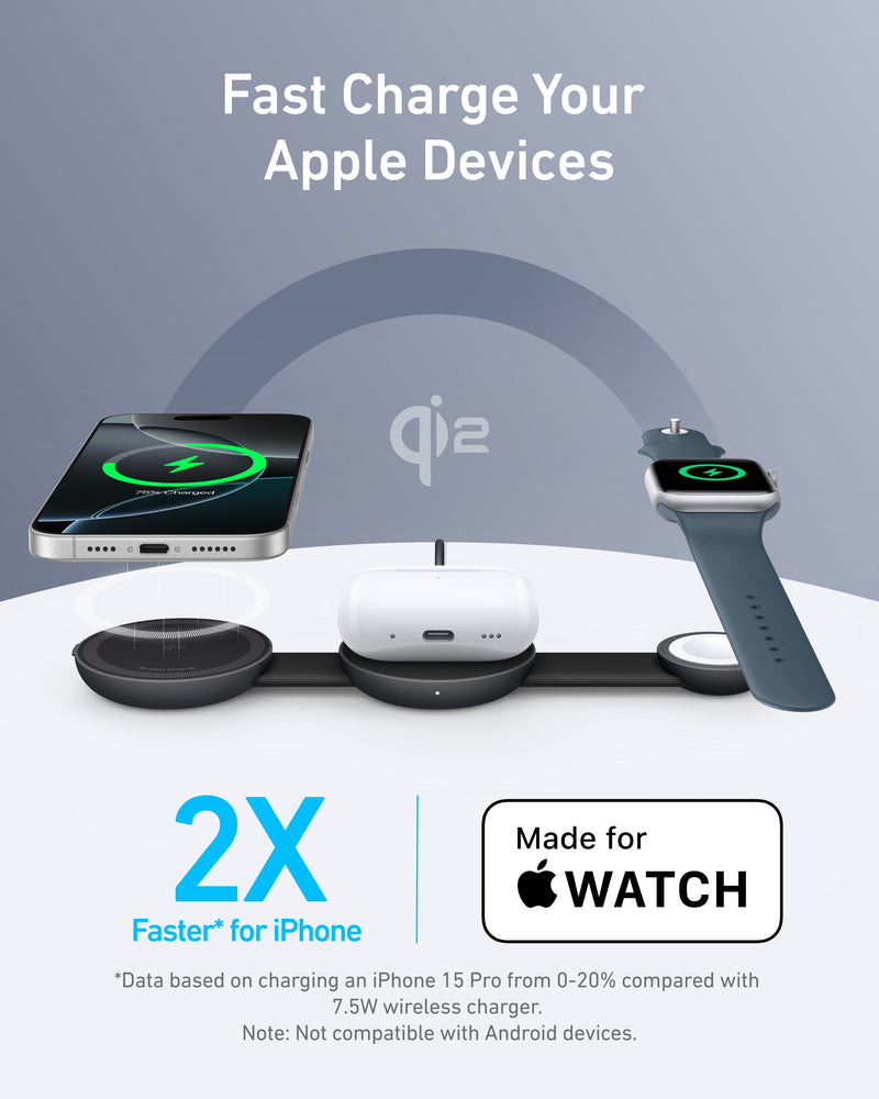 Load image into Gallery viewer, Anker MagGo Wireless Charging Station (3-in-1, Foldable Pad)
