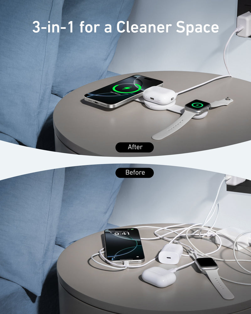 Load image into Gallery viewer, Anker MagGo Wireless Charging Station (3-in-1, Foldable Pad)
