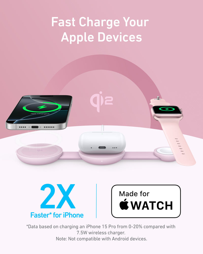 Load image into Gallery viewer, Anker MagGo Wireless Charging Station (3-in-1, Foldable Pad)
