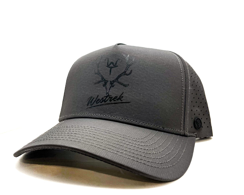 Load image into Gallery viewer, Charcoal WT Elk Laser Mesh 5 panel Trucker
