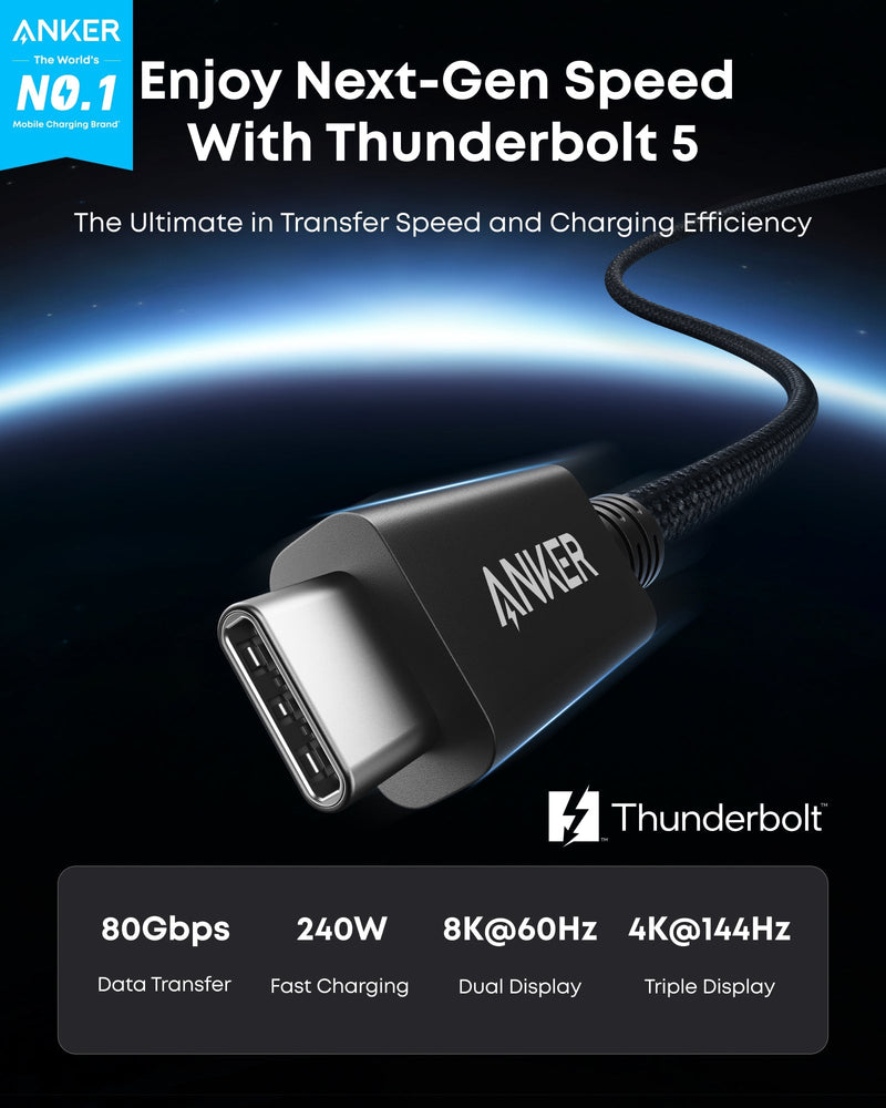 Load image into Gallery viewer, Anker Prime Thunderbolt 5 Cable (3.3 ft / 1.7 ft, 80 Gbps, 240W)
