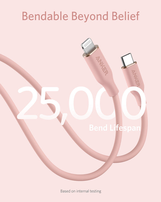 Anker <b>641</b> USB-C to Lightning Cable (Flow, 3 ft Silicone)