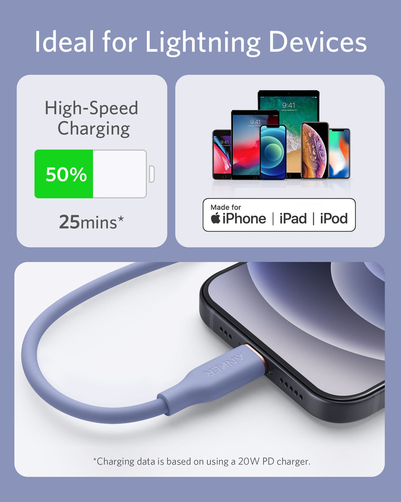 Load image into Gallery viewer, Anker <b>641</b> USB-C to Lightning Cable (Flow, 3 ft Silicone)
