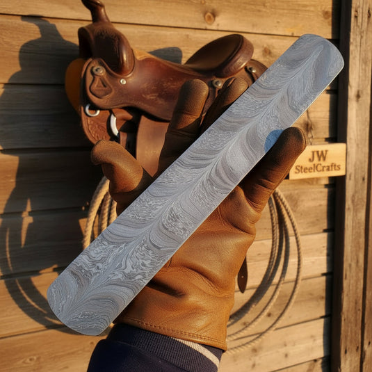 Silvertrail Damascus Billet Bar 10" Handmade Raindrop Pattern