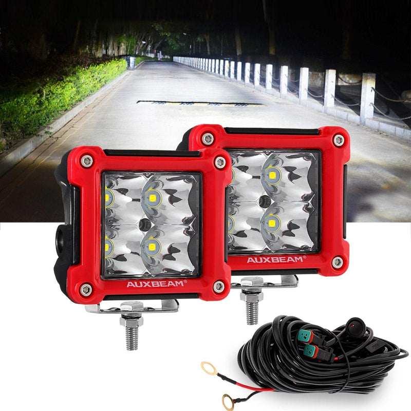 Load image into Gallery viewer, 3&quot; 40W LED Pods Light Spot/Flood Multicolor frame with wiring harness for JEEP
