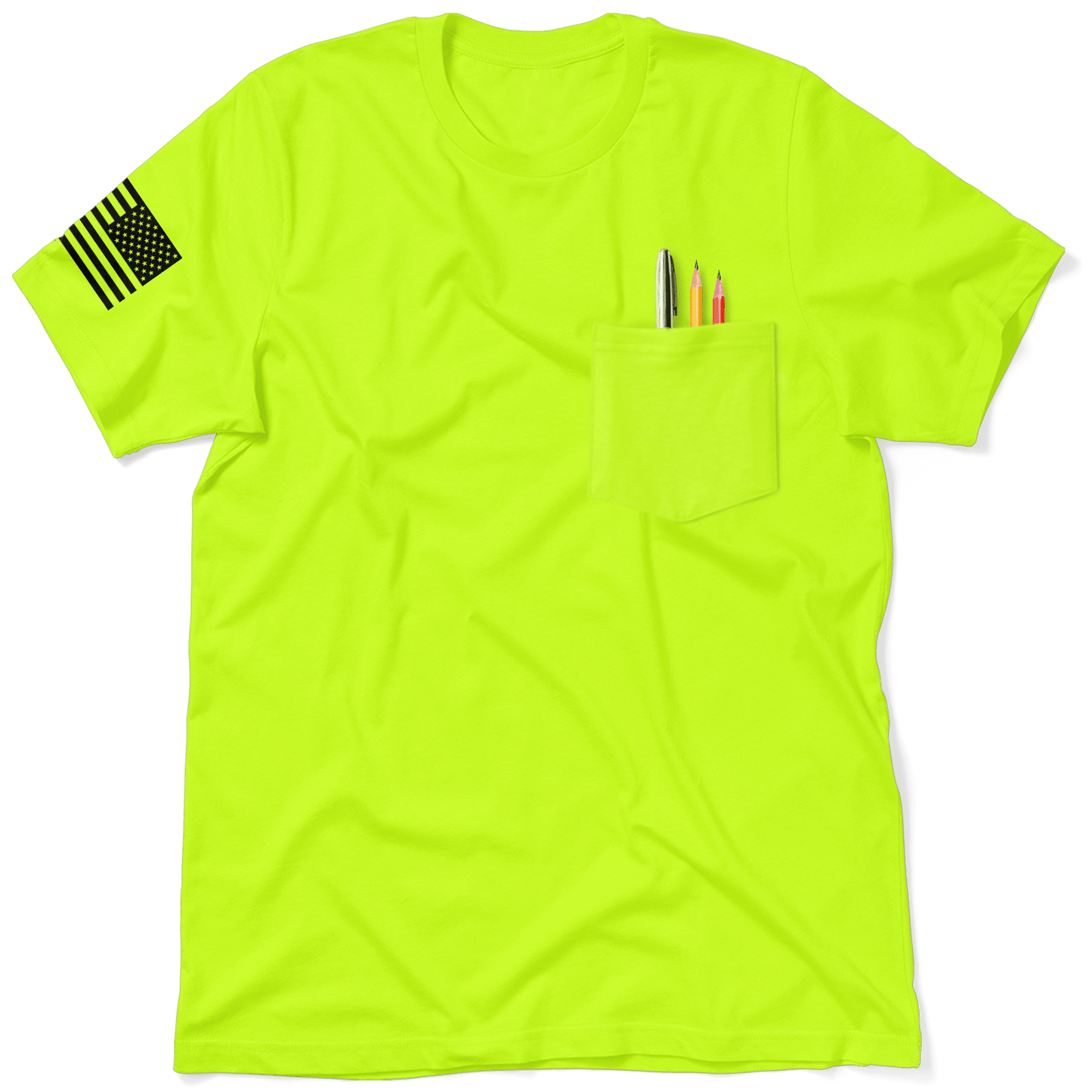 Old Glory - Safety Yellow Hi-Vis Pocket T-Shirt