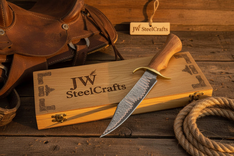Load image into Gallery viewer, Timberland Trapper Bowie Knife 10" Handmade Damascus Presentation Box
