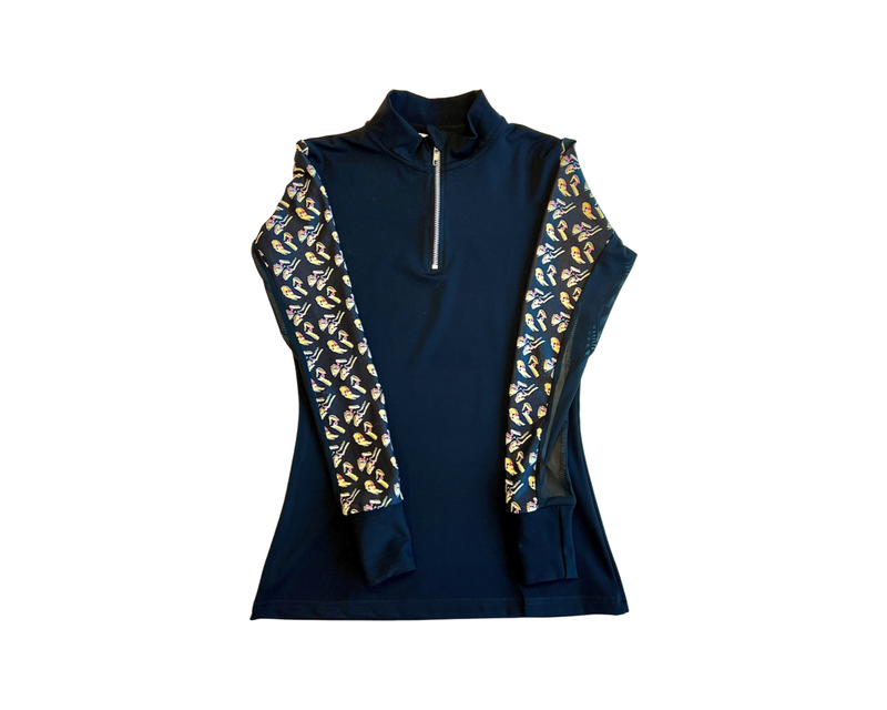 Load image into Gallery viewer, American Equus HoofBeats Long Sleeve Sun Shirt - Black
