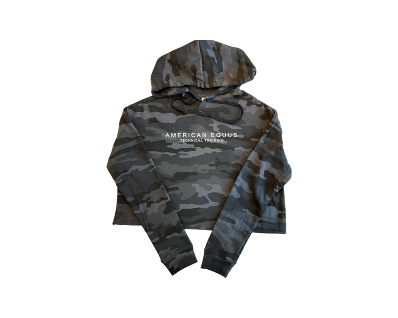Load image into Gallery viewer, American Equus Technical Training Camo Crop Top Hoodie
