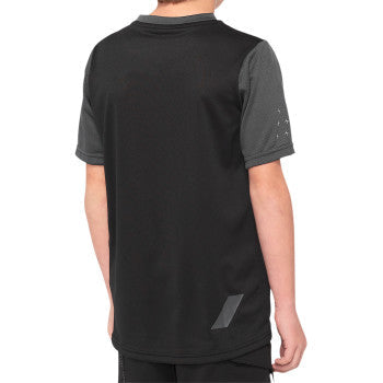 Load image into Gallery viewer, 100% Youth Ridecamp Jersey - Short-Sleeve - Black/Charcoal - Large 40031-00002
