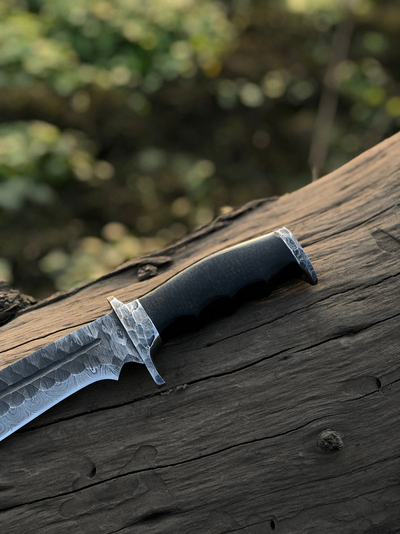 Load image into Gallery viewer, Best Bowie Knife – 13" Handmade Damascus Steel Blade with Resin Horn Handle &amp; Leather Sheath
