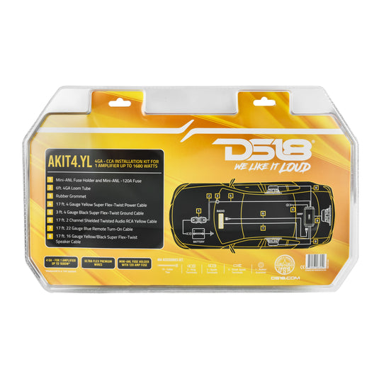 4-GA Amplifier Installation Kit - YELLOW