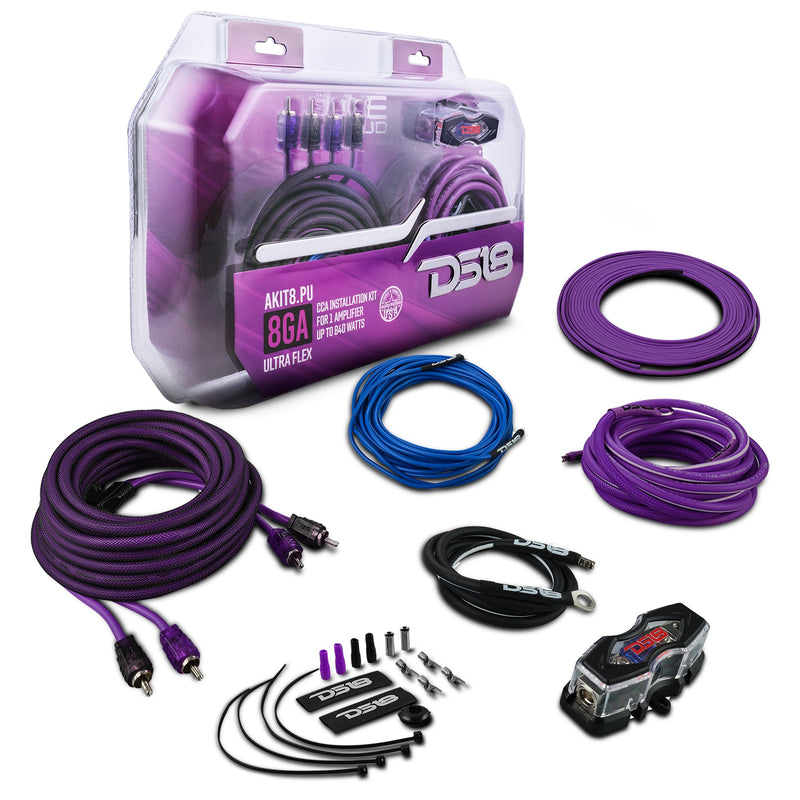 Load image into Gallery viewer, 8-GA Amplifier Installation Wiring Kit - Purple
