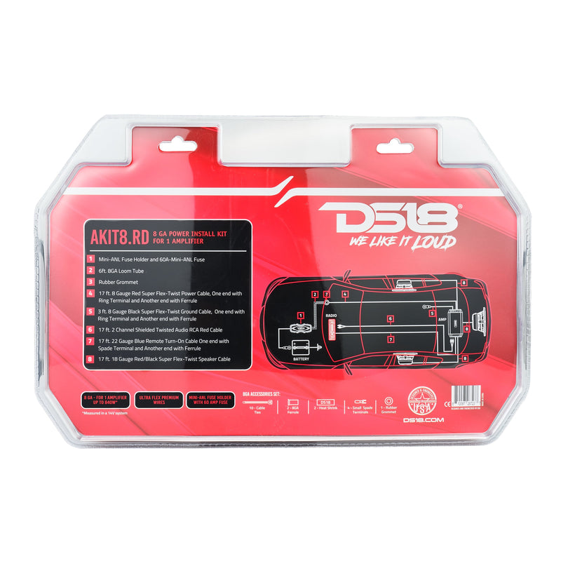 Load image into Gallery viewer, 8-GA Amplifier Installation Wiring Kit - Red
