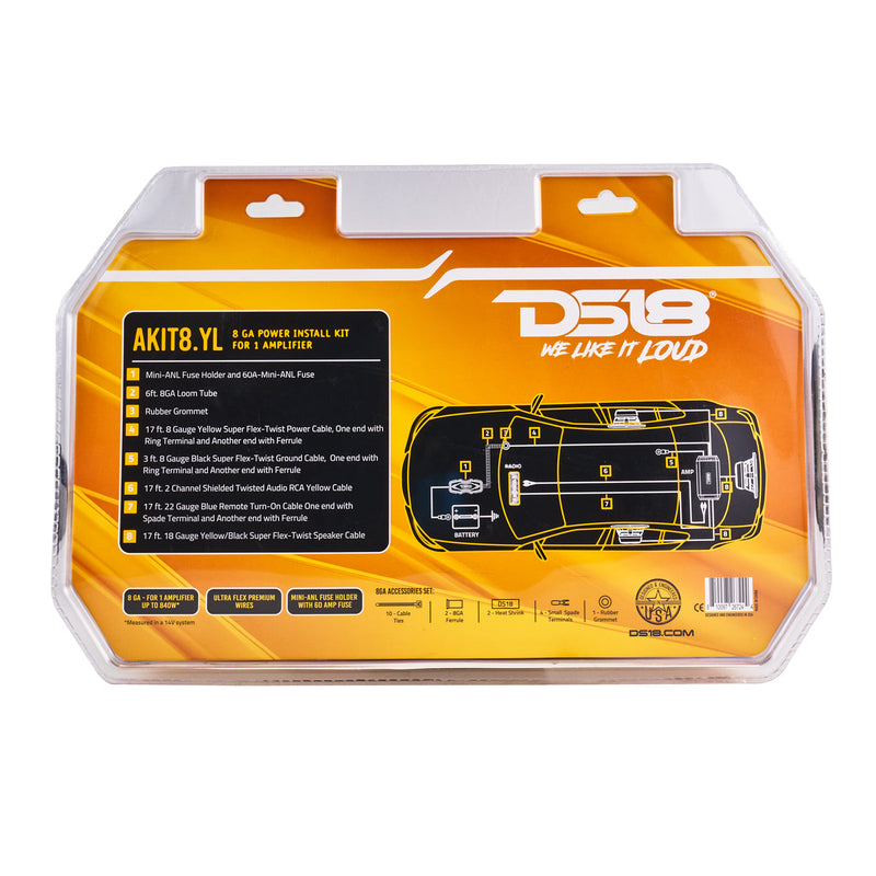 Load image into Gallery viewer, 8-GA Amplifier Installation Wiring Kit - Yellow
