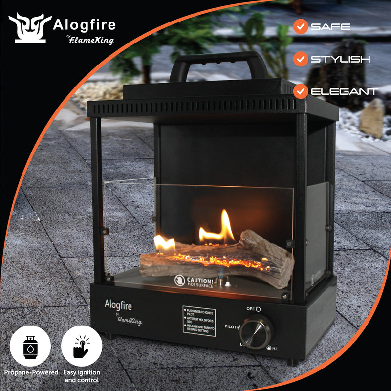Load image into Gallery viewer, Flame King Portable Propane Alogfire Fireplace Heater Indoor and Outdoor
