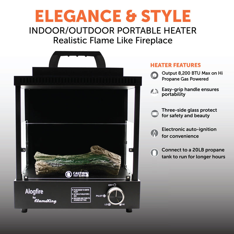 Load image into Gallery viewer, Flame King Portable Propane Alogfire Fireplace Heater Indoor and Outdoor
