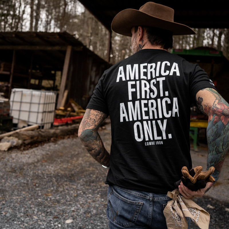 Load image into Gallery viewer, America First. American Only. Men's T-Shirt

