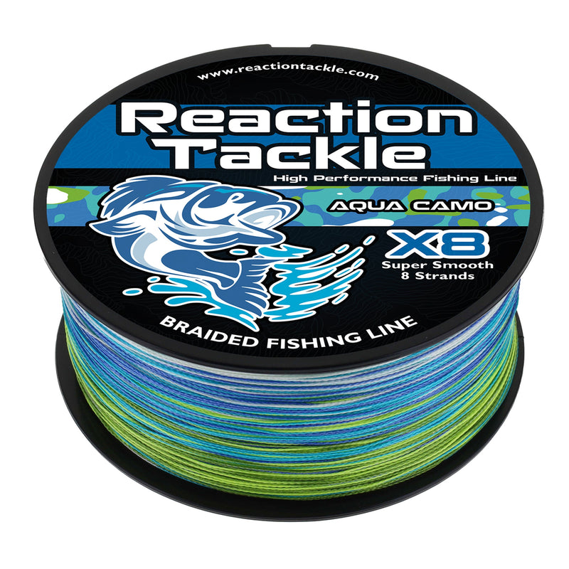 Load image into Gallery viewer, Reaction Tackle X8 Braided Fishing Line - Aqua Camo 8 Strand
