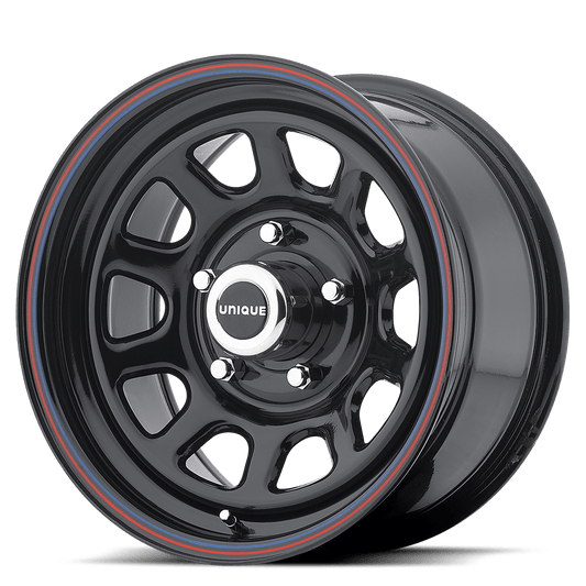 American Racing Ar767 Gloss Black Steel With Red And Blue Stripe