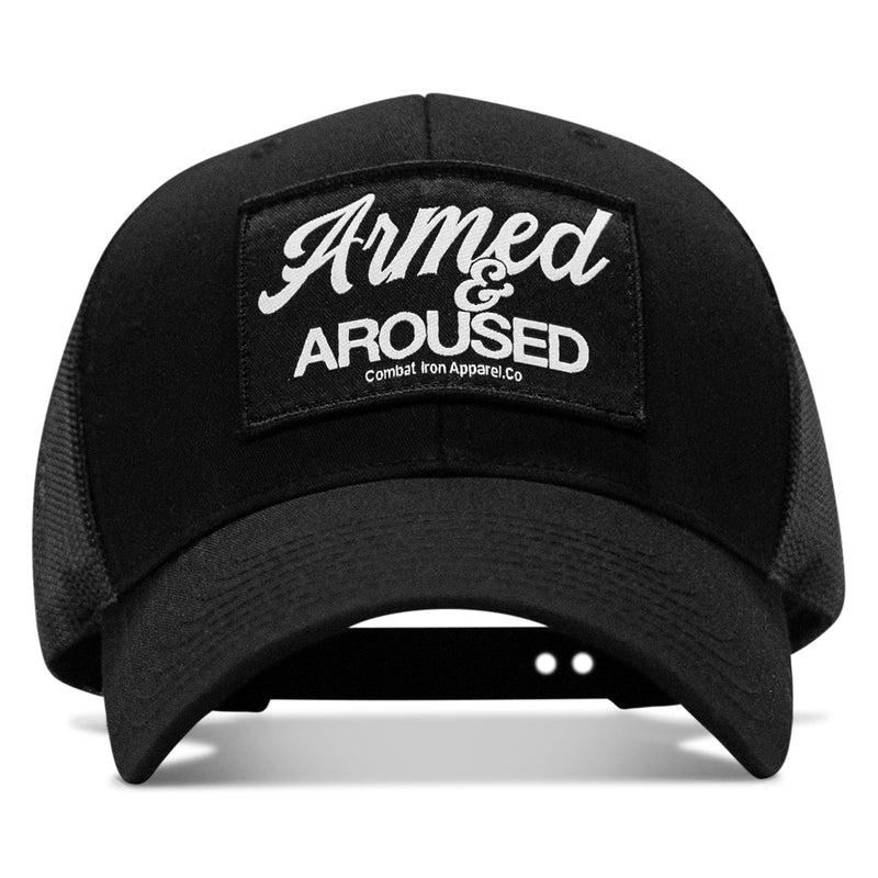Load image into Gallery viewer, Armed &amp; Aroused Patch Snapback Hat
