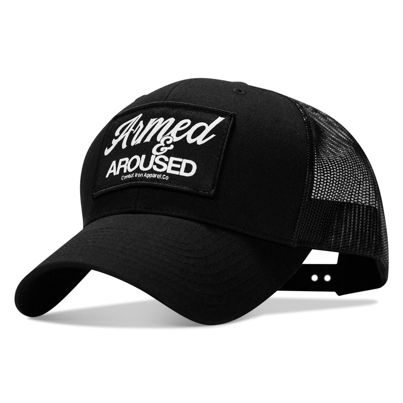 Load image into Gallery viewer, Armed &amp; Aroused Patch Snapback Hat
