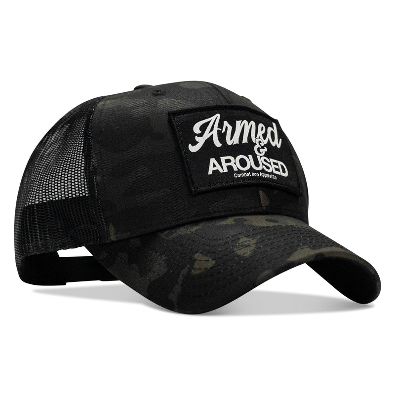 Load image into Gallery viewer, Armed &amp; Aroused Patch Snapback Hat
