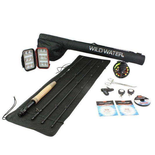 Deluxe Fly Fishing Kit, 5wt Rod | 8ft | 4-piece | Wild Water Fly Fishing - Skoutley Outdoors LLC