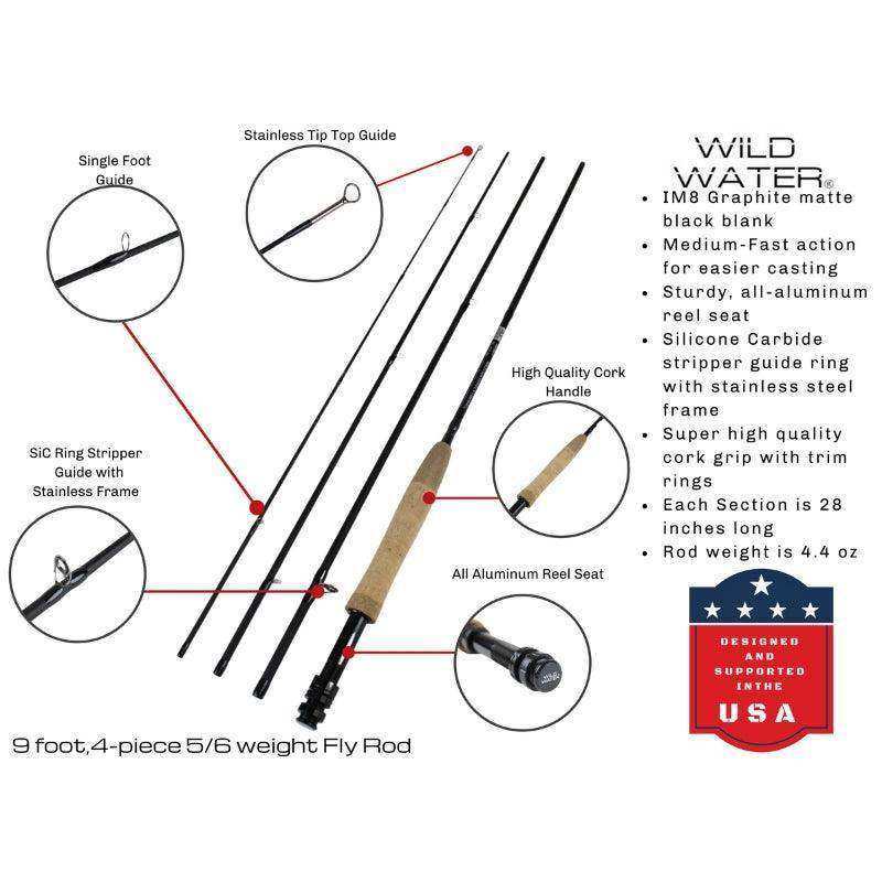 CNC Fly Reel Fly Fishing Kit, 5/6wt Rod | 9ft | 4-piece | Wild Water Fly Fishing - Skoutley Outdoors LLC