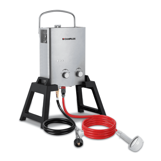 Camplux Outdoor Portable Water Heater w/ Stand & Storage Bag - Silver - Skoutley Outdoors LLC