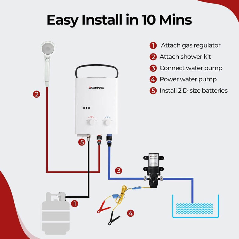 Load image into Gallery viewer, Camplux AY132P43 Portable Propane Water Heater Pump Kit
