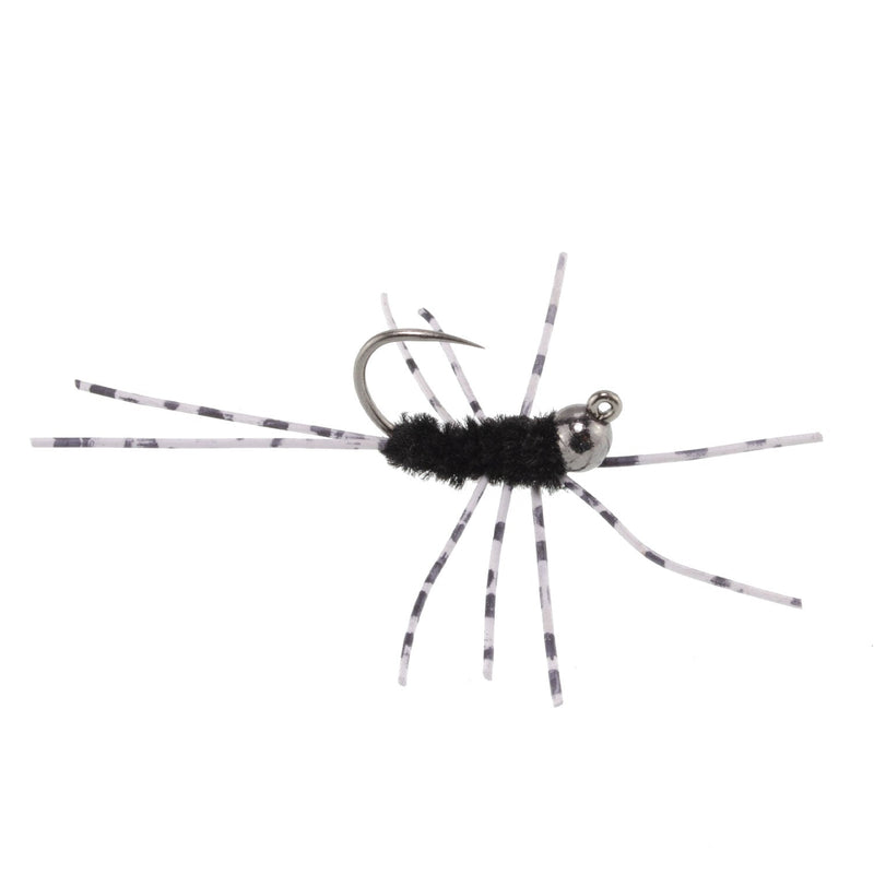Load image into Gallery viewer, Barbless Pat's Rubber Legs Tungsten Bead Jig Black Euro Nymph 6 Flies #6
