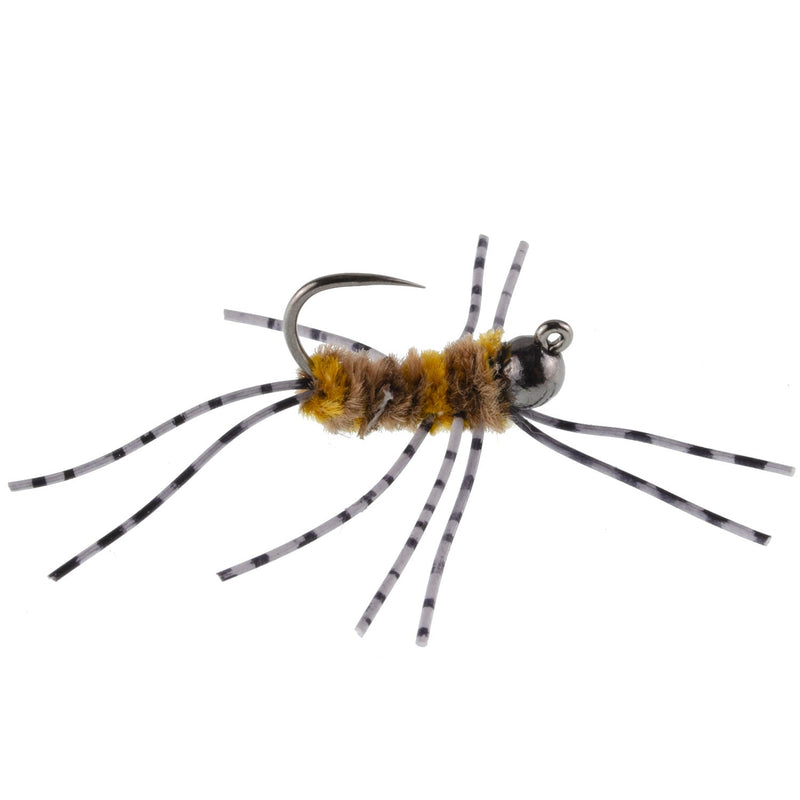 Load image into Gallery viewer, 3 Pack Barbless Pat&#39;s Barred Rubber Legs Tungsten Bead Jigged Coffee/Tan Euro Nymph  - Hook Size 6
