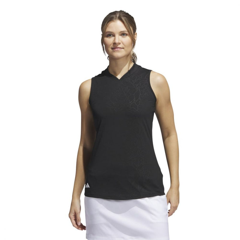 Load image into Gallery viewer, Adidas Women&#39;s Embossed Sleeveless Polo 2023 - Black
