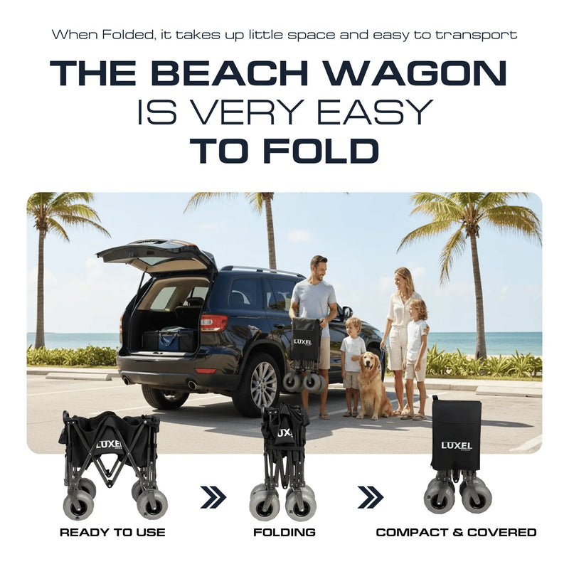 Load image into Gallery viewer, Beach Wagon Cart with Big Wheels – Foldable Utility Wagon Black
