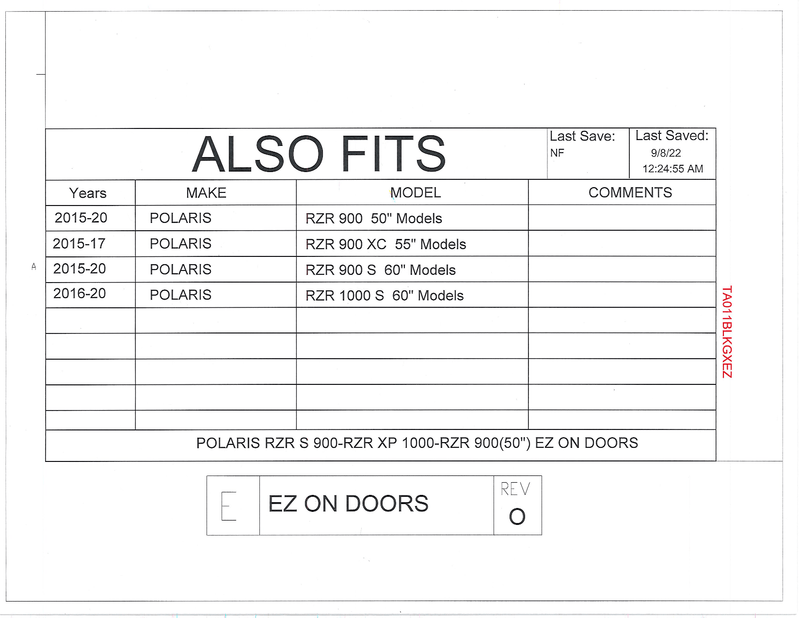 Load image into Gallery viewer, Trail Armor EZON GENX Doors for 2015-20 Polaris RZR 900 / 1000 S Models
