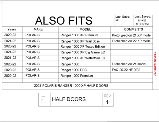 Trail Armor Half Doors for 2020-23 Ranger XP 1000